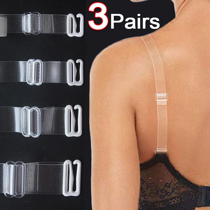 Women's transparent invisible bra shoulder straps,detachable and adjustable shoulder straps, silicone elastic bra straps,3 pairs