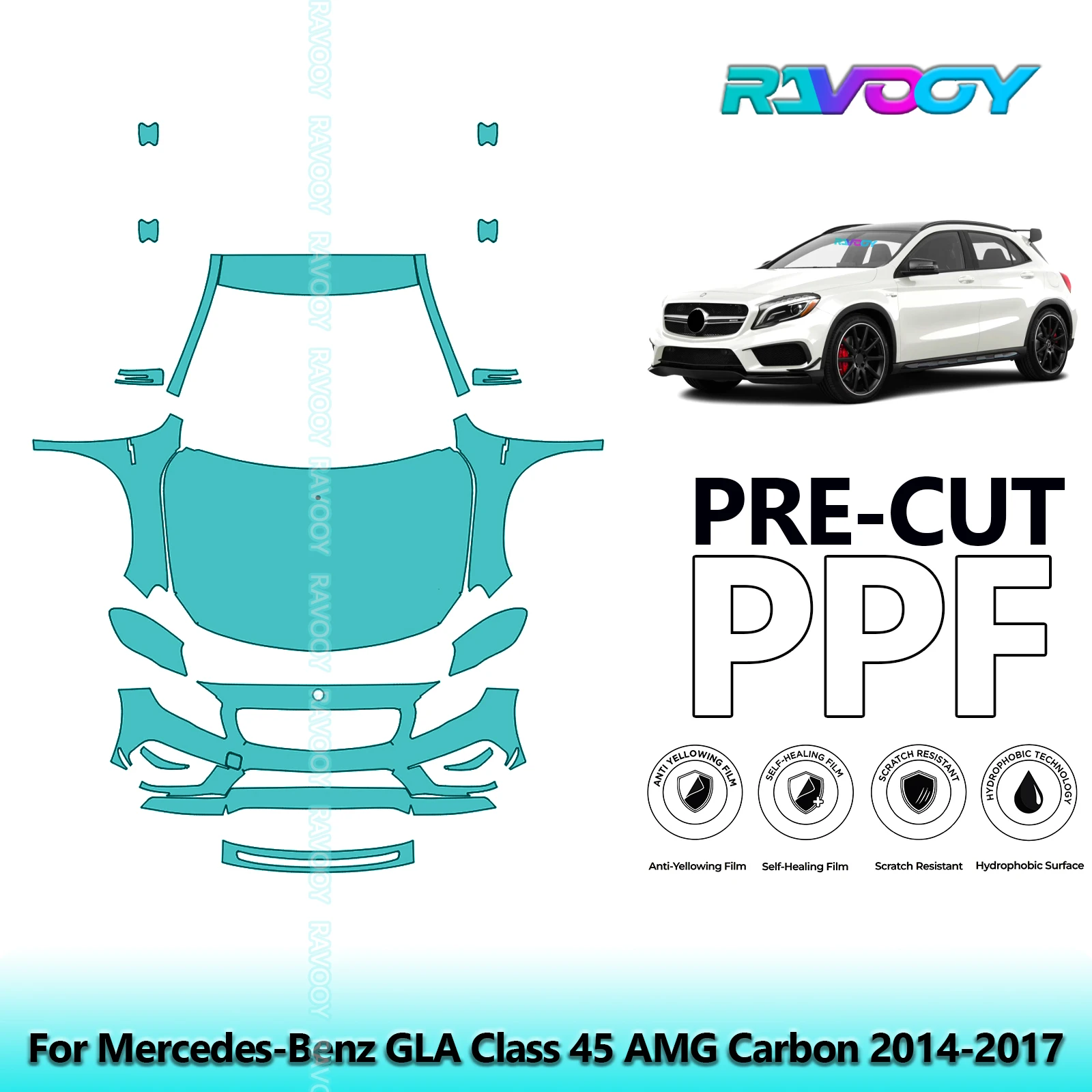 

Car Front Kit Clear Bra Precut PPF Paint Protection Film For Mercedes-Benz GLA Class 45 AMG Carbon 2014-2017