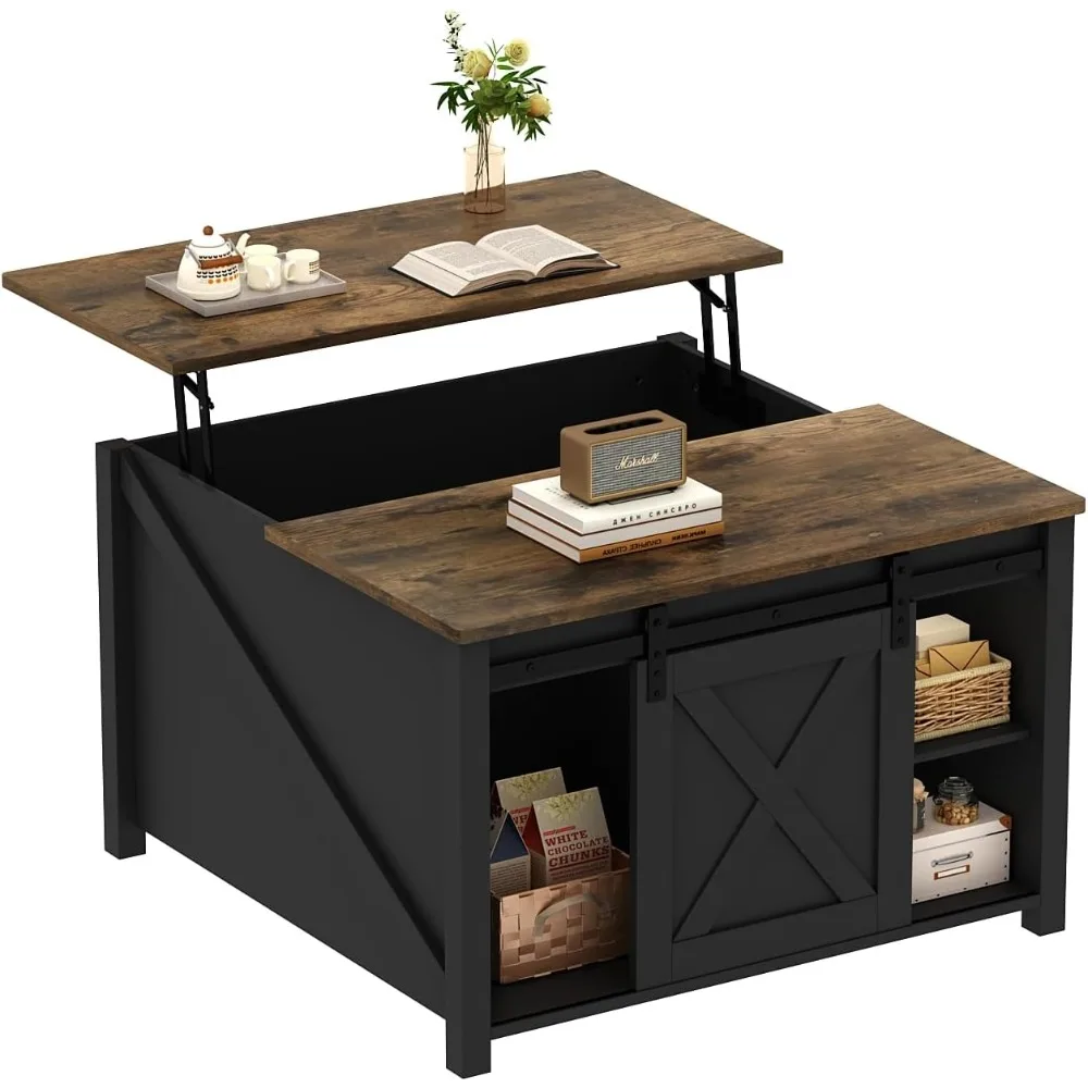 

31" Lift Top Coffee Table with Storage, Black Coffee Table with Lifting Top for Living Room, Farmhouse Coffee Table with Large H