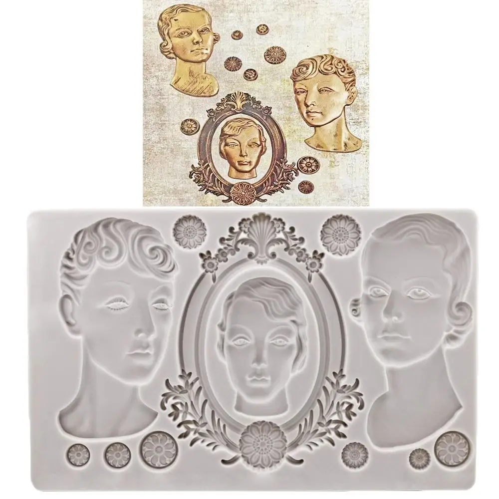 Vintage Dame Silicone Fondant Mold Cake Topper Chocolate Baking Mould Ladylike Head Polymer Clay Resin for Baking And Crafting