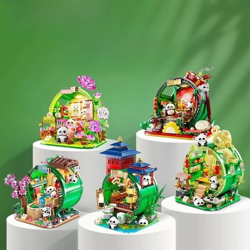 SEMBO الباندا الخيزران منزل اللبنات الأطفال التعليمية DIY بها بنفسك اليدوية الإبداعية نموذج الحلي العصرية اللعب هدايا عيد الميلاد #1