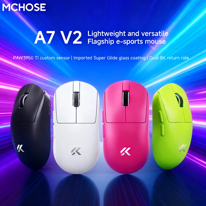 

MCHOSE A7V2 Ultra Plus Lightweight Wireless Gaming Mouse Dual 8,000Hz Polling Rate PAW3950 TI Gaming Esports Office Mouse