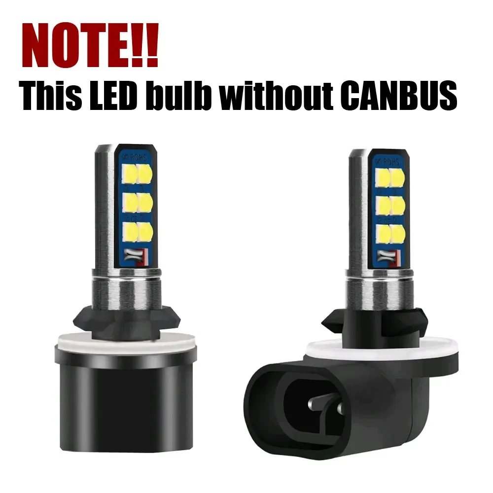 2Pcs 6000K H27 881 880 H27W 12V 24V White LED Bulbs Car Front Foglamp Driving Lights Auto Anti Fog Lamps Car Lights Accessories