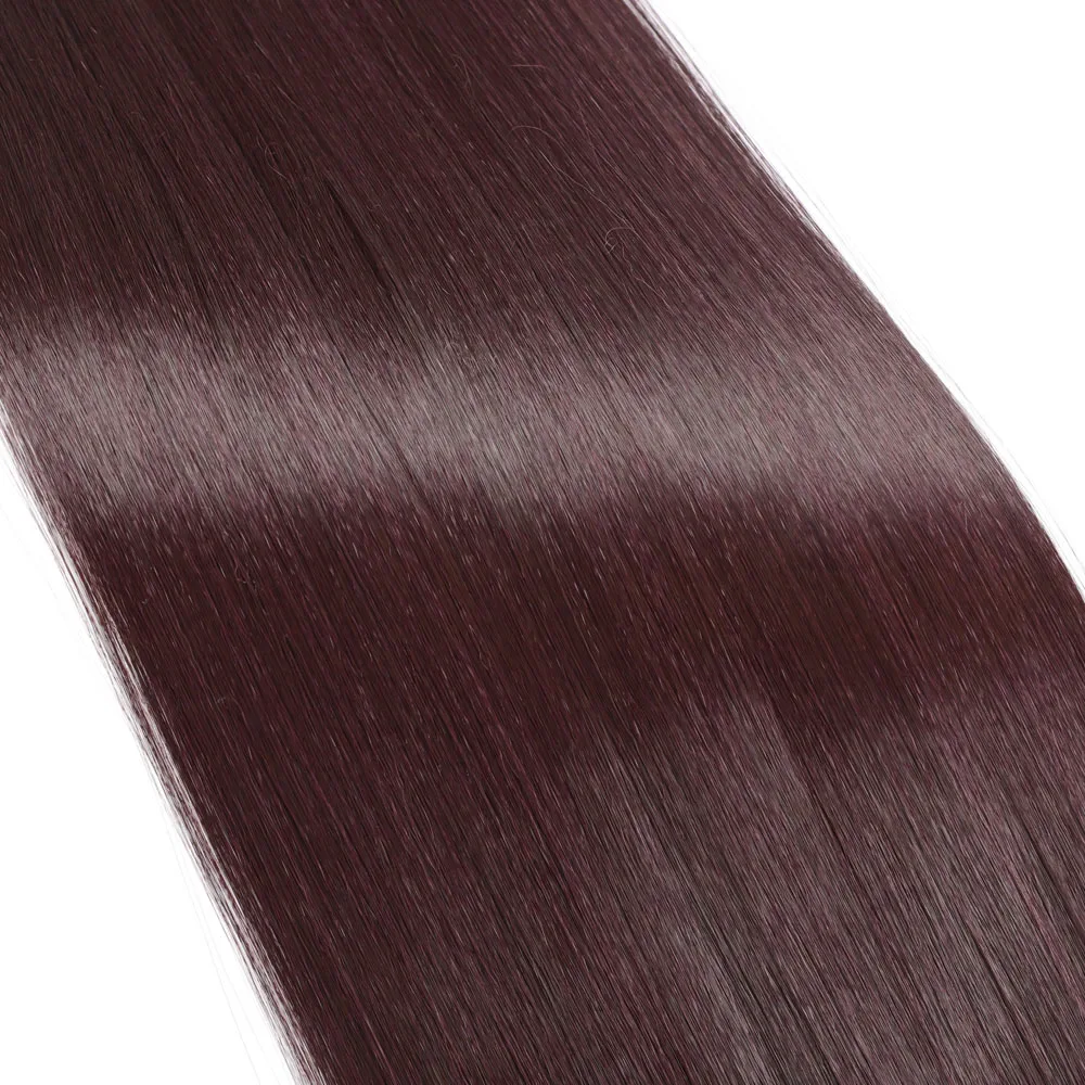 Mèches de cheveux lisses Bio en Fiber organique, 8-26 pouces, couleur bordeaux, Extension capillaire