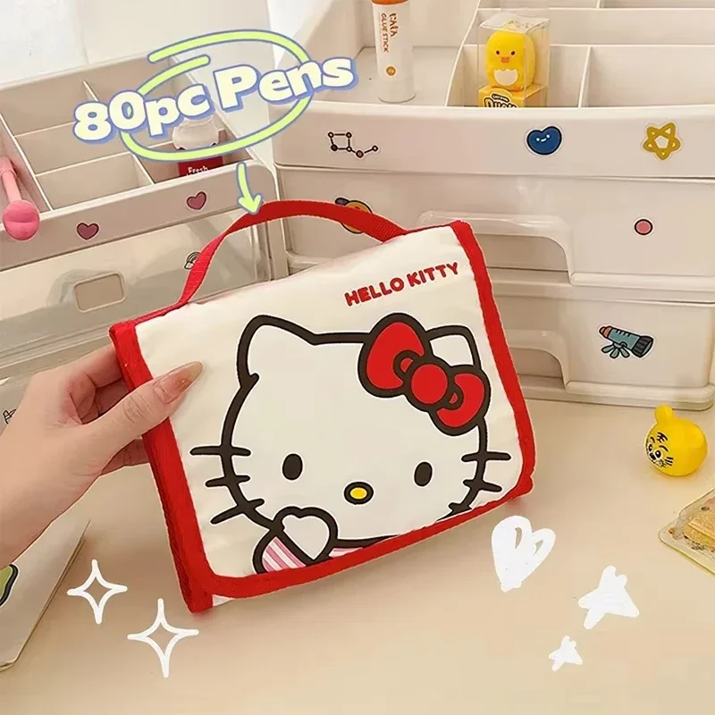 Sanrio Hello Kitty Foldable Makeup Bag Kuromi Cinnamoroll Melody Cosmetic Toiletry Storage Organizer Bag Anime Travel Handbag image 4