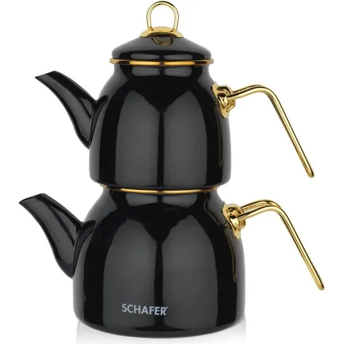 Schafer Swıss Enamel Teapot Set 3 Piece Black