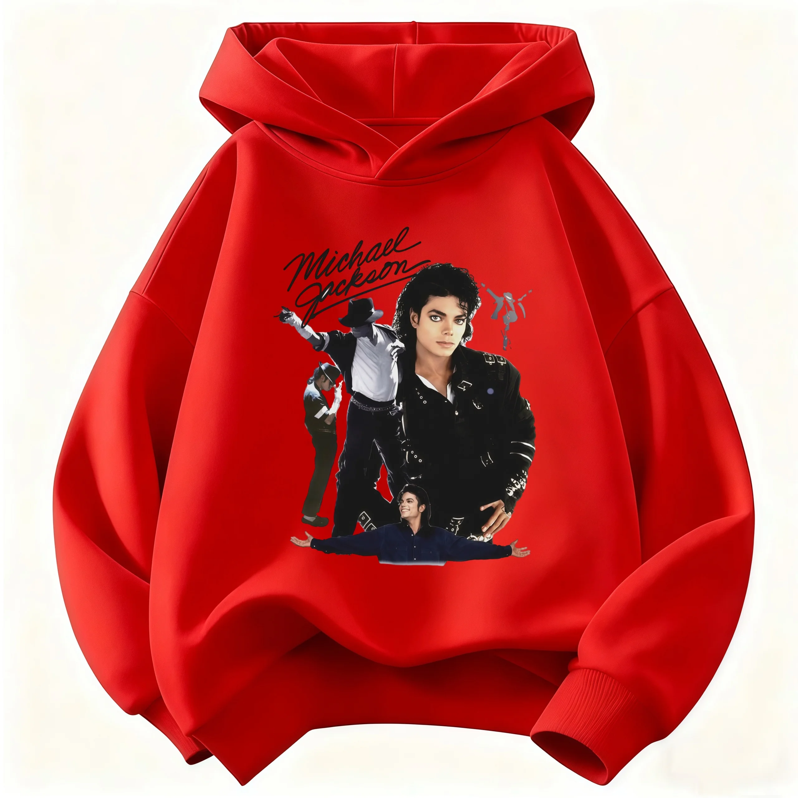 2026 Kids' Michael Jackson Print Hoodie – Warm Autumn/Winter Retro-Style Pop Icon Graphic Sweatshirt for Boys and Girls