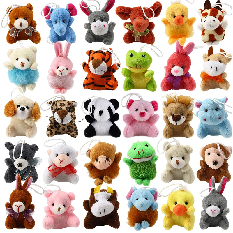 Mini Plush Animal Toy Set Cute Small Animals Plush Keychain for Themed Parties KindergartenTeacher Student Award for Kids Child