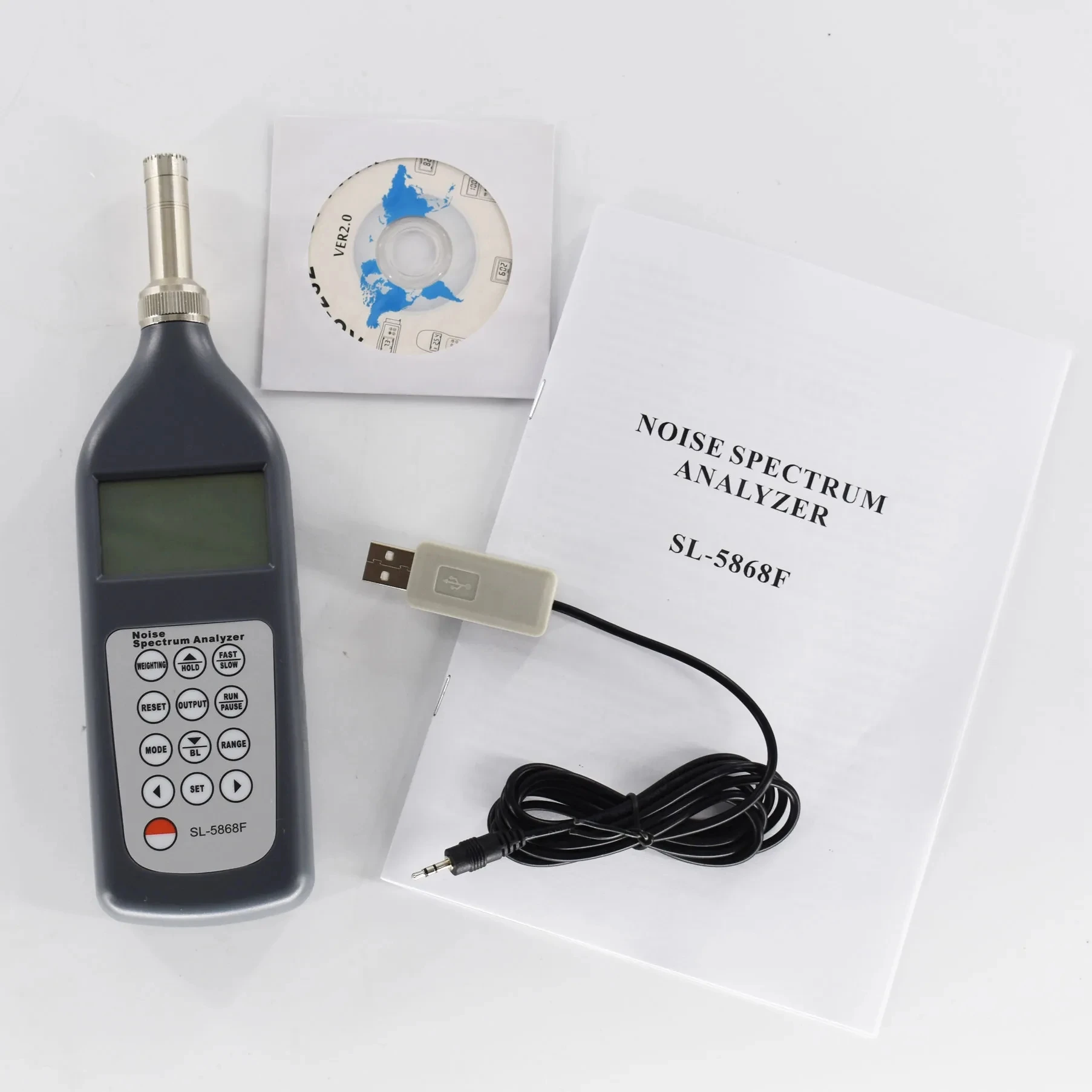 

Noise Spectrum Analyzer SL-5868F Sound Level Meter digital detection technology Range 25dB~130dB (A) (With the software)