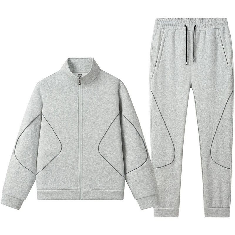 Straight Leg Sweatpants Set for Lounge, Travel Men's Tracksuit 2 Piece Set Full Zip Jogging Sweatsuits Outfits Jogging Suits
