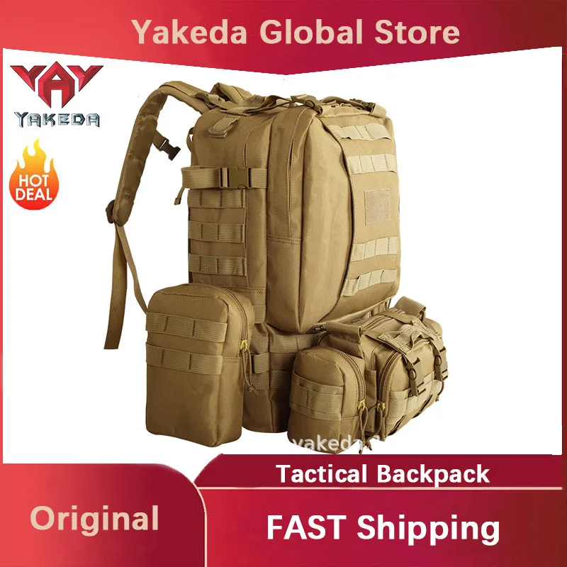 Yakeda-mochila tática de montanhismo ao ar livre para homens e mulheres, bolsa de esportes, grande capacidade, resistente ao desgaste, piquenique,