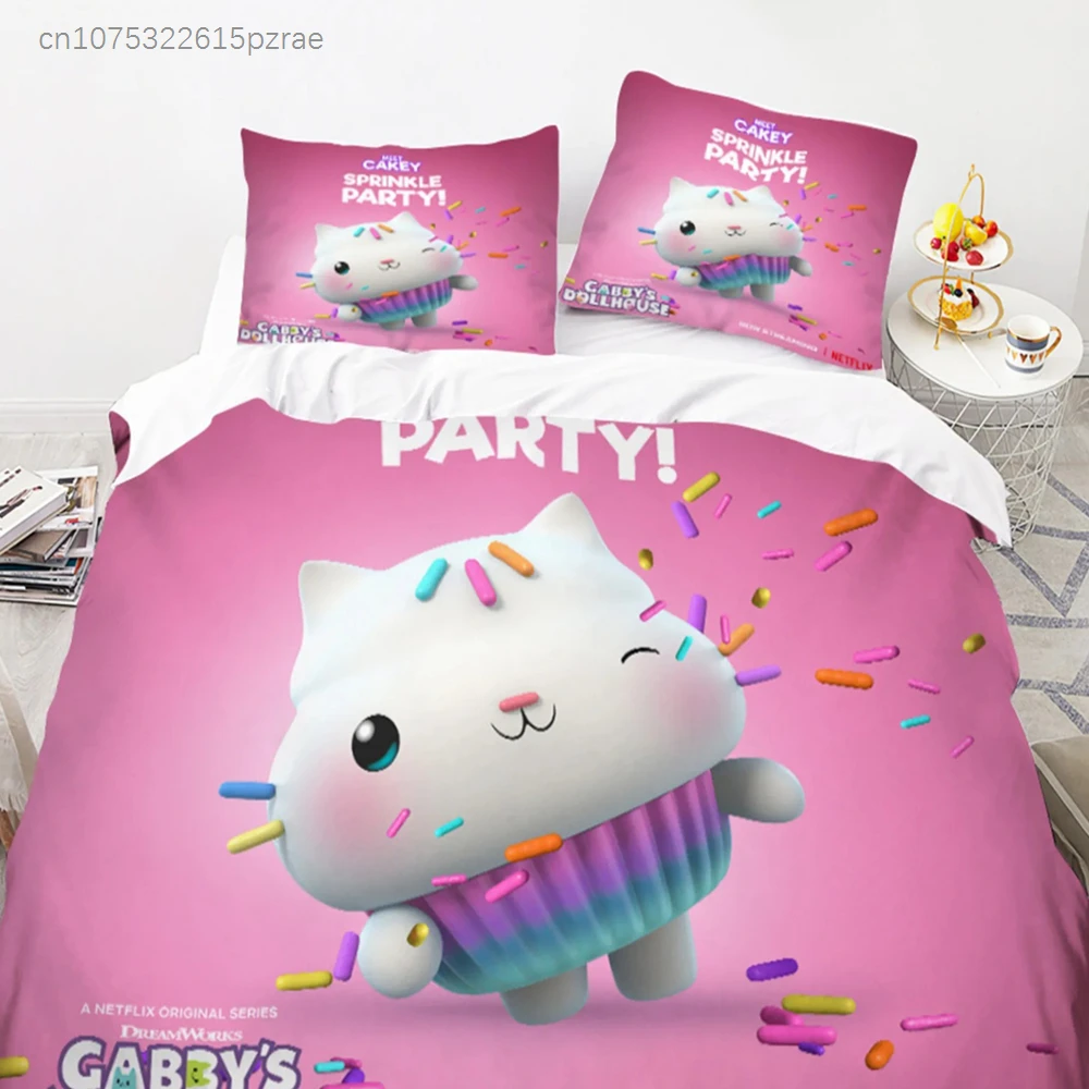 Gabby's Dollhouse Kawaii Bedding Set For Bedroom Soft Modern Bedspreads Comefortable Kids Duvet Cover Quilt Cover And Pillowcase
