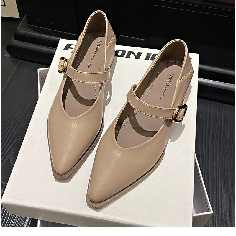 2024 New Style Fashionable Comfortable Elegant Toe Shoes Women's Sweet Cool Mary Jane Shoes Evening Night Versatile Scoop Shoes