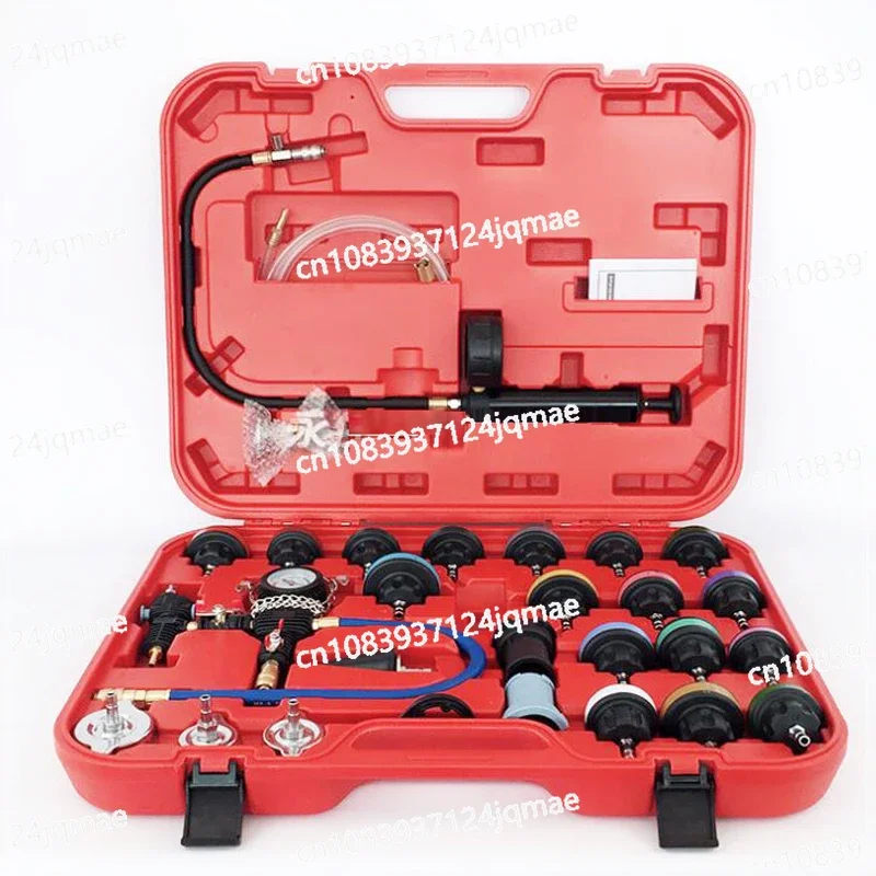 Water Tank Leakage Tester 28pcs Universal Radiator Pressure Tester Kit Car Cooling System Tester Detector Pressure Gauge YS048