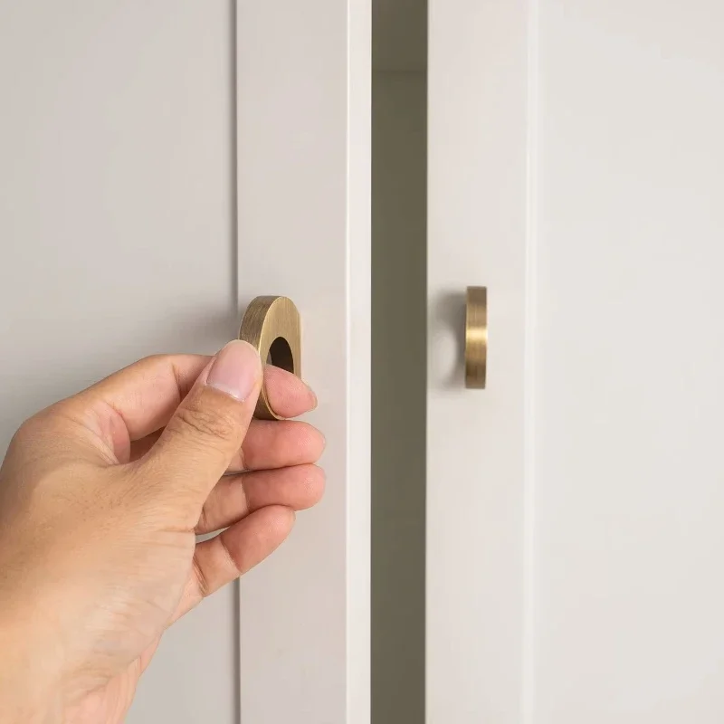 Brass Ring Circular Cabinet Wardrobe Furniture Handle Double Hole Sturdy Suitable For Women And Children