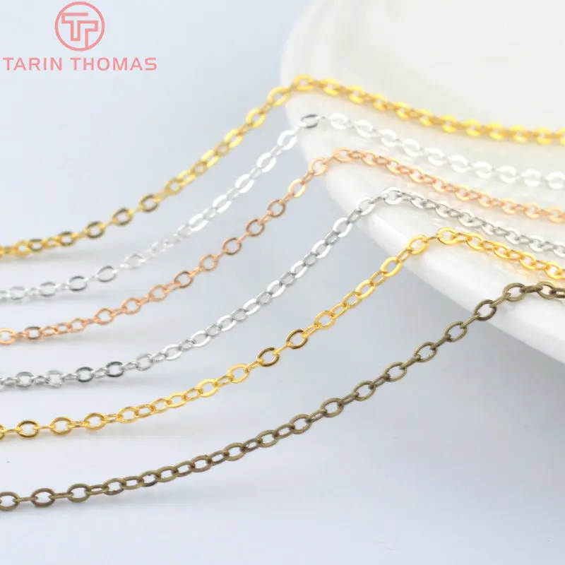 （4636）5 Meters Chain width:1MM 1.5MM 2MM 2.8MM Copper Flat Oval Shape Chains Oval Link Necklace Chain Diy Jewelry Accessories