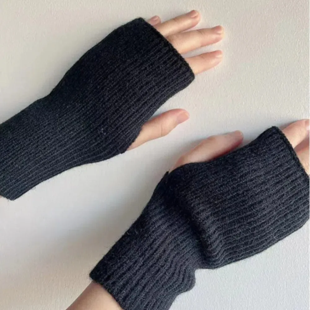 New Soft Half Finger Gloves Keeping Warm Knitting Winter Gloves Solid Color Fingerless Gloves Unisex