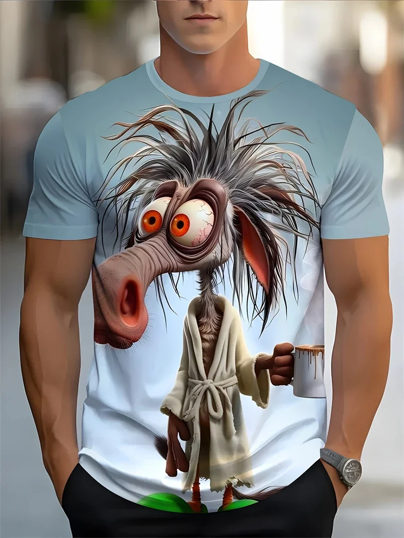 

Funny Cat Pattern T-Shirt For Men Personality Animal 3D Printed T Shirts Summer Loose Short Sleeved Tops Casual Round Neck Tees