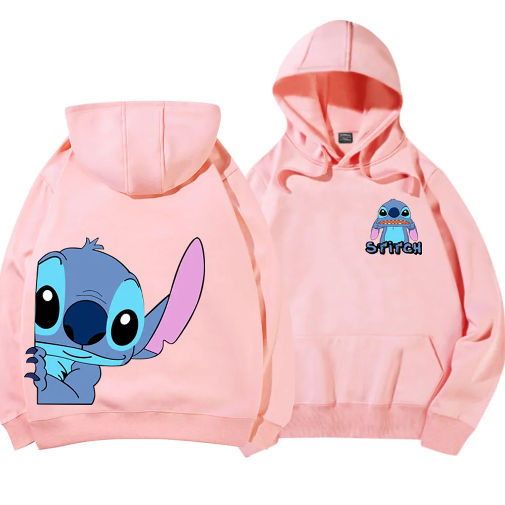 Disney Sweatshirt Stitch Cartoon Print Hoodie Pullover Couple Unisex Ladies Pocket Top  Graphic Hoodies