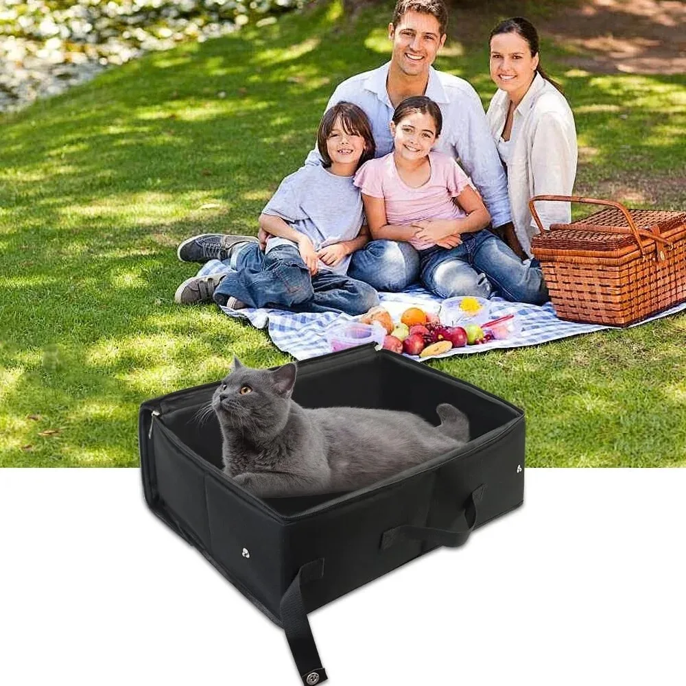Caja de arena plegable para gatos para exteriores, cama portátil plegable de viaje para mascotas, bandeja de inodoro para mascotas, lavabo de baño, inodoro plegable para gatos, impermeable