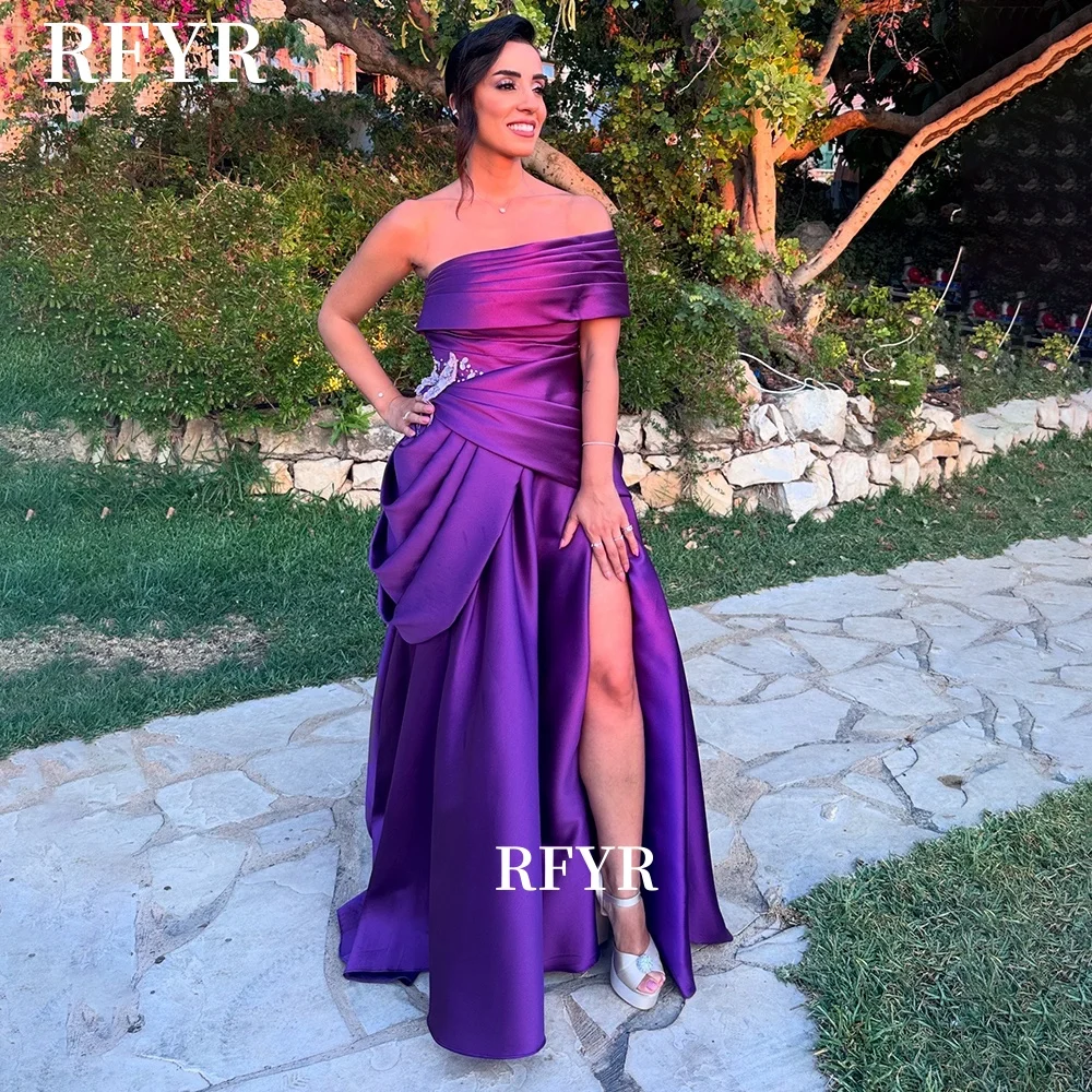 

RFYR Вечернее платье с открытыми плечами, атласное платье для выпускного вечера с разрезом по бокам, праздничное платье знаменитостей مناسبة رسمية по индивидуальному заказу