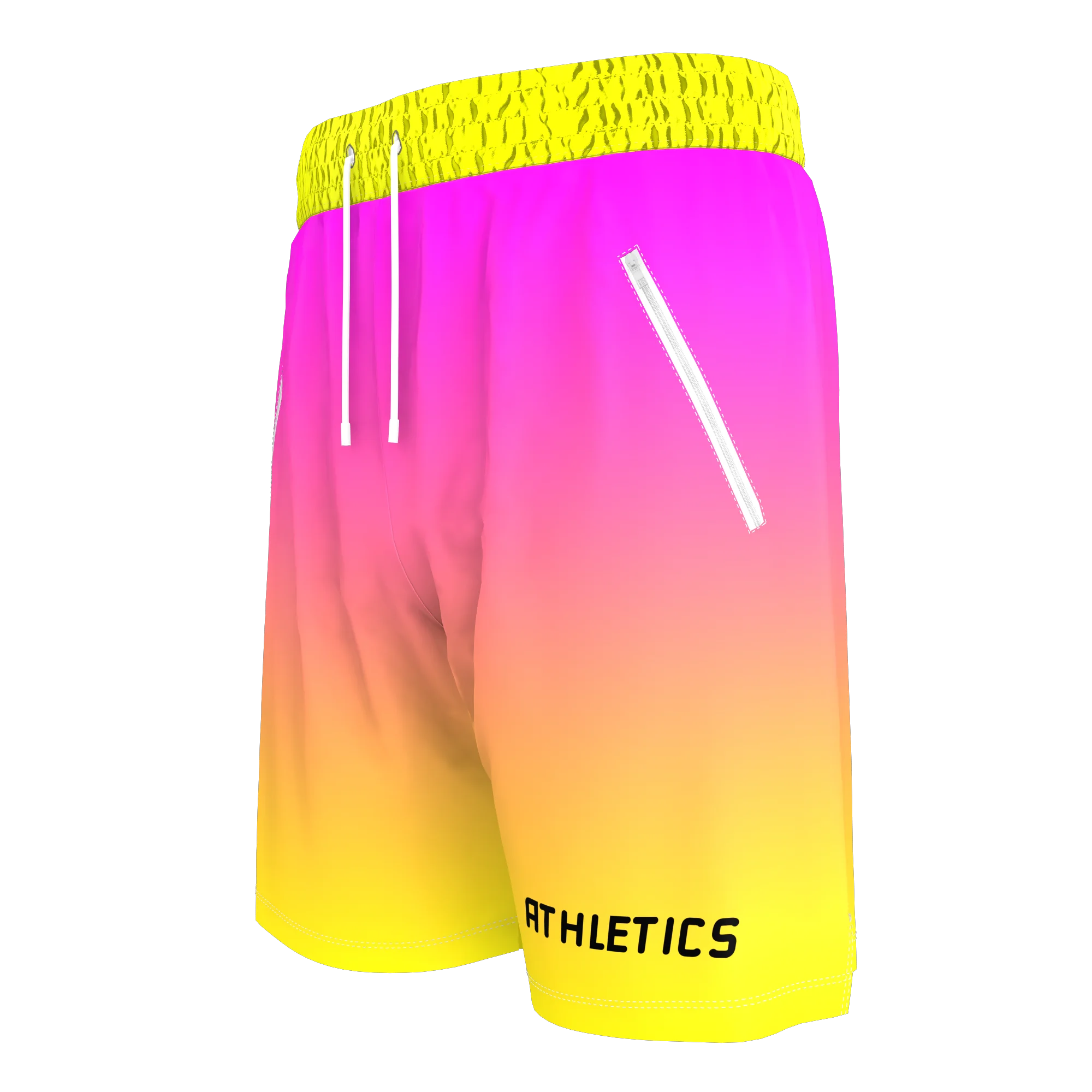 

HIRBGOD Mens Running Shorts Pink and Yellow Gradient color Athletics Shorts Bottom