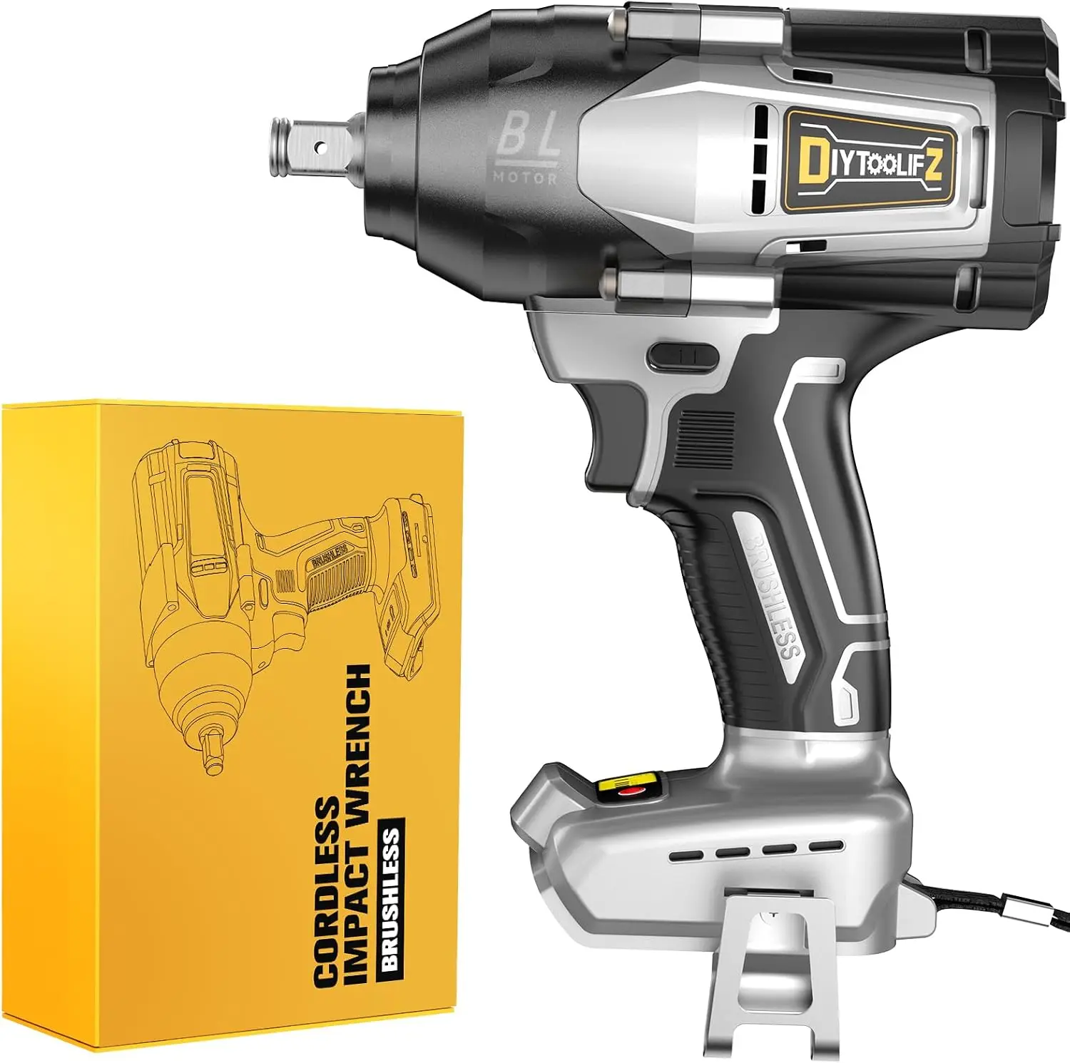 Cordless Impact Wrench 1/2 inch for Dewalt 20V Battery, 600Ft-lbs(850N. m) Brushless High Torque Power Impact Wrench Gun Tool