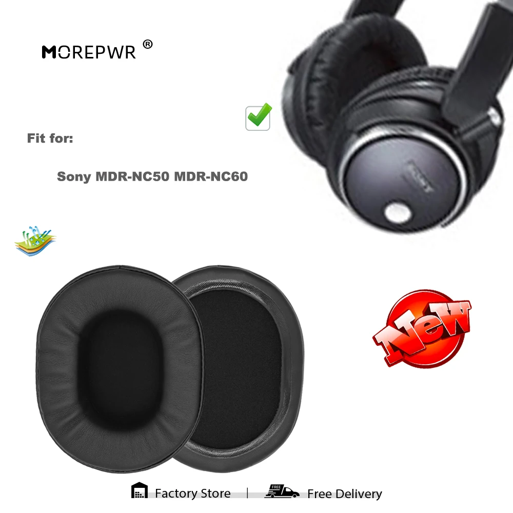 소니 MDR-NC50 MDR-NC60 헤드셋 부품 가죽 쿠션 벨벳 귀마개 이어폰 슬리브 커버에 대한 Morepwr 교체 귀 패드