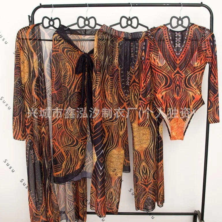 

Russian swimsuit women 2025 European and American one-piece swimsuit bikini sunscreen set Купальник new models