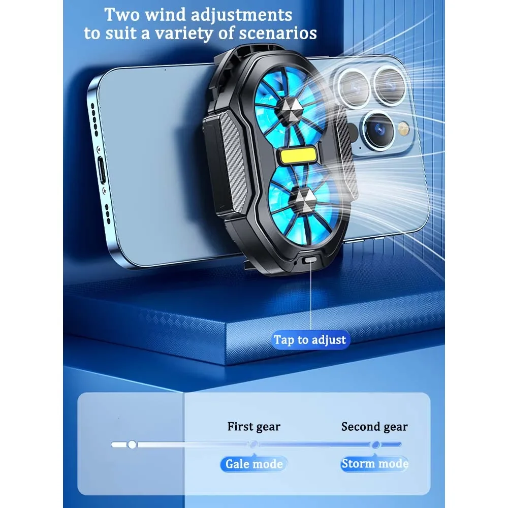 FS01 Dual Fan Rechargeable Phone Cooler 600mAh Battery Long Lasting Stronger Strong Air Cooling for Gaming Live Streaming