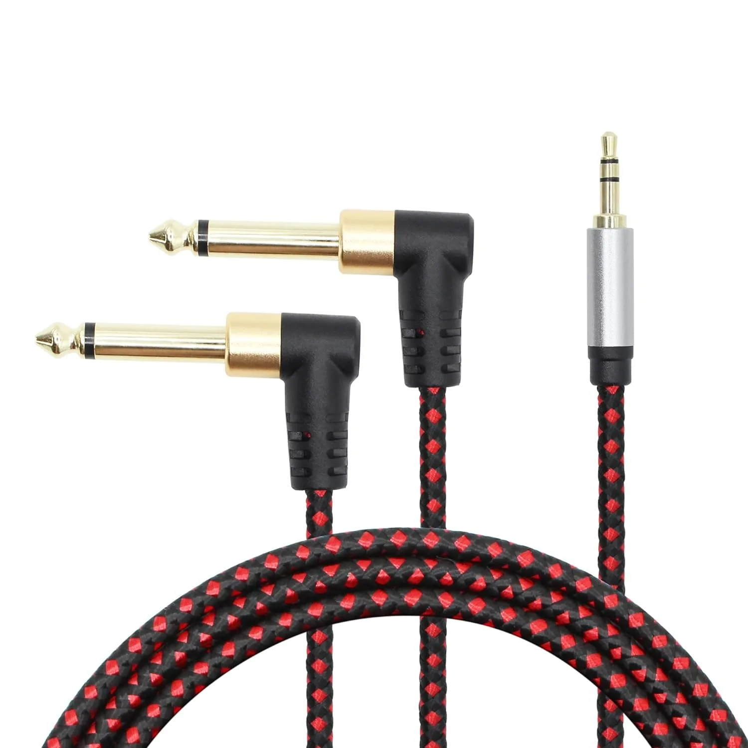 3.5mm Aux Stereo TRS na Dual 6.35mm TS łamany kątowy jack 1/8 do 1/4 TS Y Splitter do smartfona MP3 PC głośnik do kina domowego