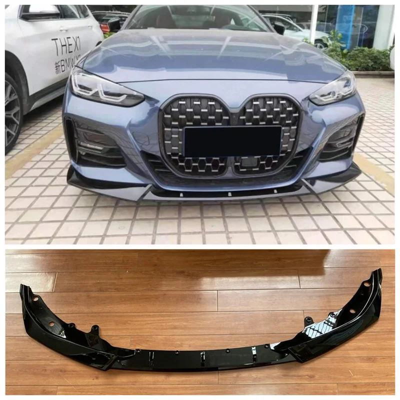 For BMW 4 Series G22 G23 2018-2022 High Quality ABS Black & Carbon Fiber Bumper Front Lip Side Skirt Spoiler Cover