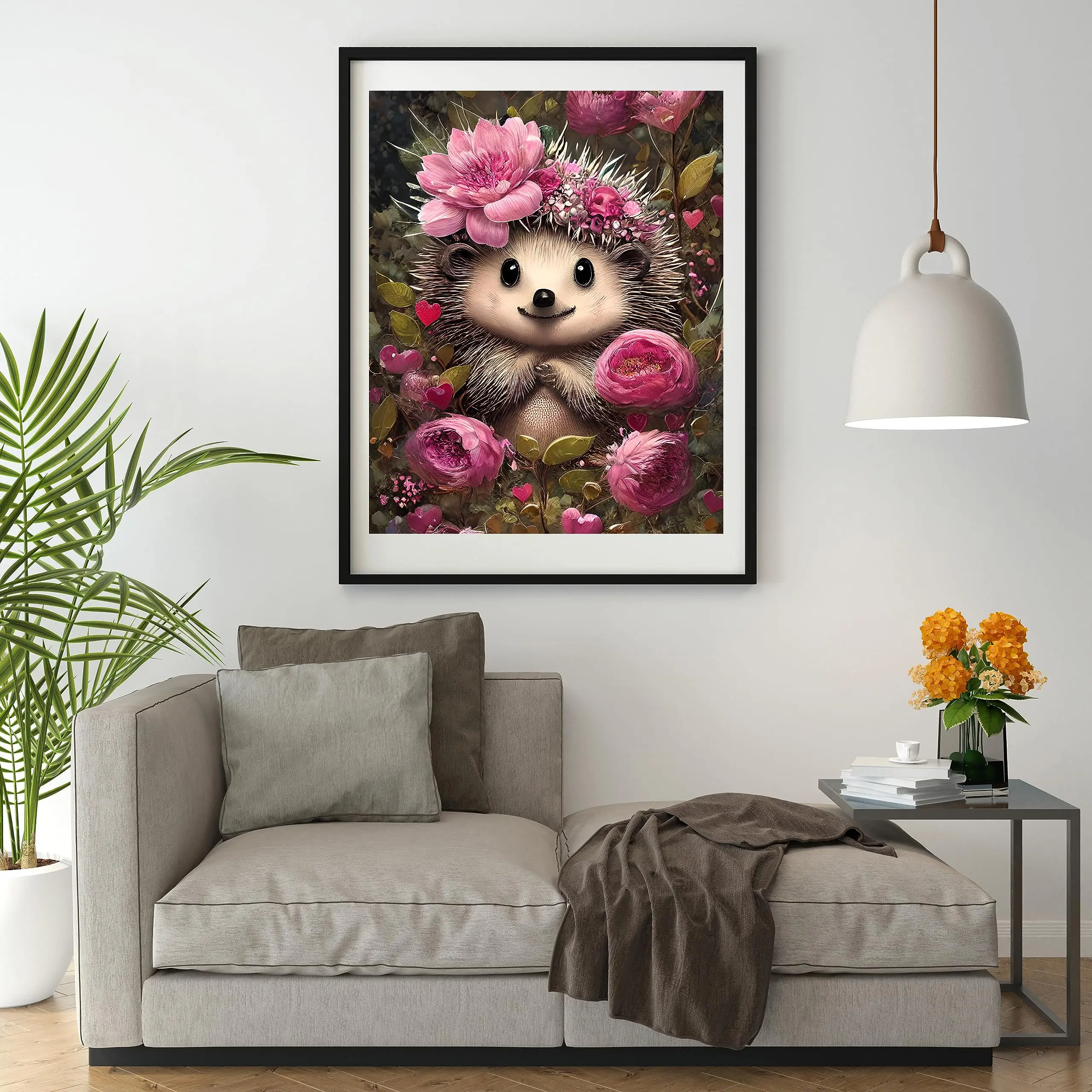 

500/1000/1200/2000 PCS Jigsaw Puzzles Cute Hedgehog and Flower Animals Family Activity Games for Gameroom Bedroom Gift Frameless