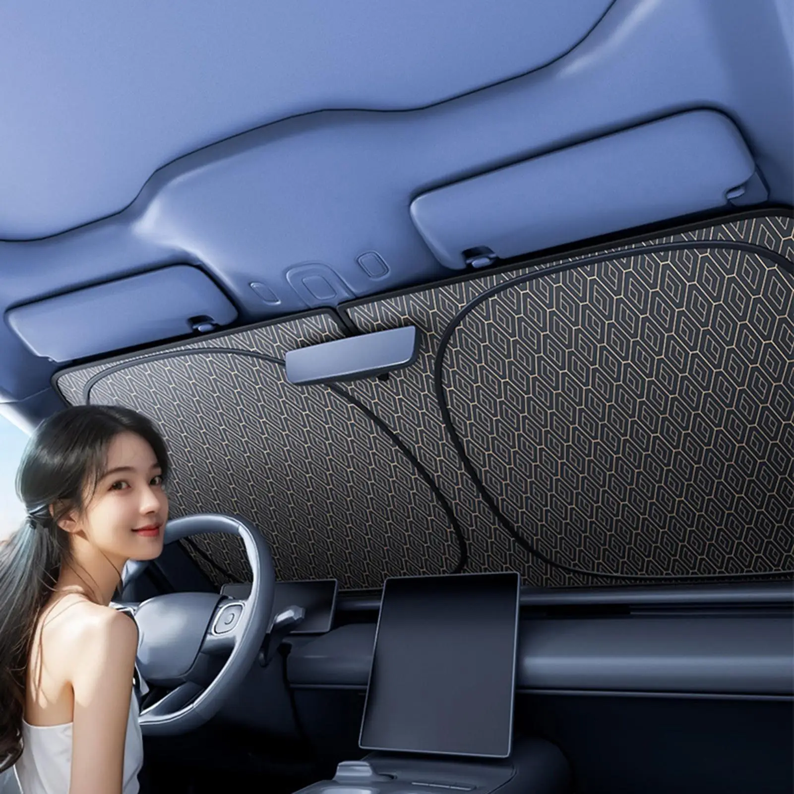 Windshield Sun Shade Front Windshield Shade Automotive Interior Protection for Summer Driving Long Commutes Road Trips Family