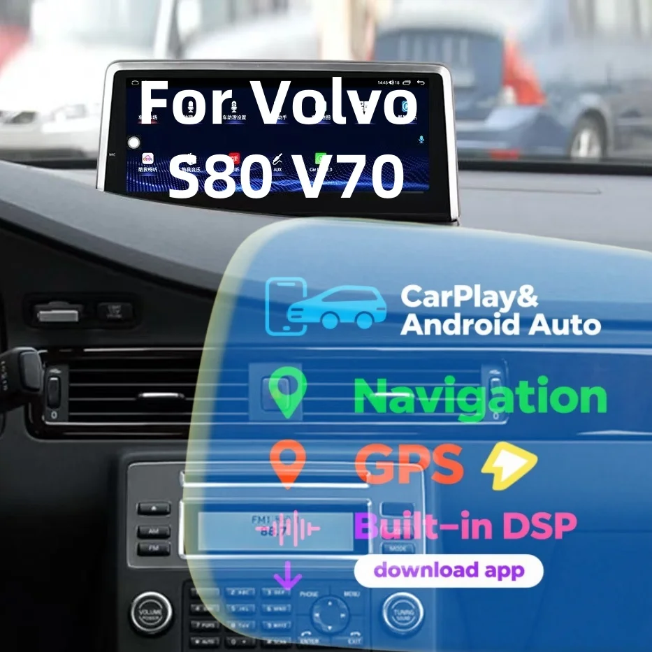 8.8 "tela de toque android rádio do carro para volvo s80 v70 2004-2011 lhd & rhd reprodutor multimídia navegação gps carplay unidade principal rhd
