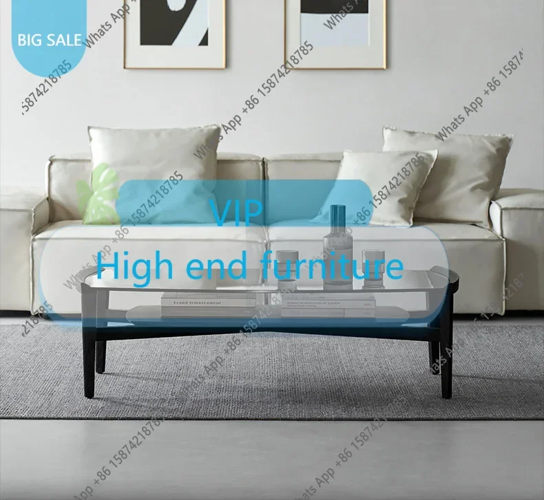 WQ N62 Mocha coffee table North American black walnut solid wood glass modern simple living room small apartment tea table desig