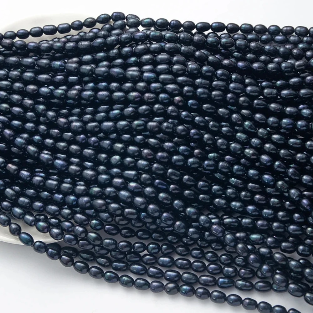 

6-7mm Black Rice Shape Natural Freshwater Pearl Loose beads Charms Jewelry Making DIY Necklace Bracelet Earrings High Quality
