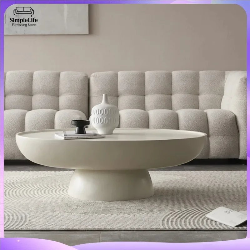 Minimalist Luxury Art Side Table Living Room Bedroom Home Tea Table Nordic Modern Oval Round Coffee Table Wabi Sabi