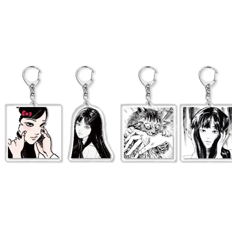 Classic Junji Ito Horror Manga Kawakami Tomie Souichi Double Character Acrylic Keychain Stand Desktop Ornament Cute Collectible