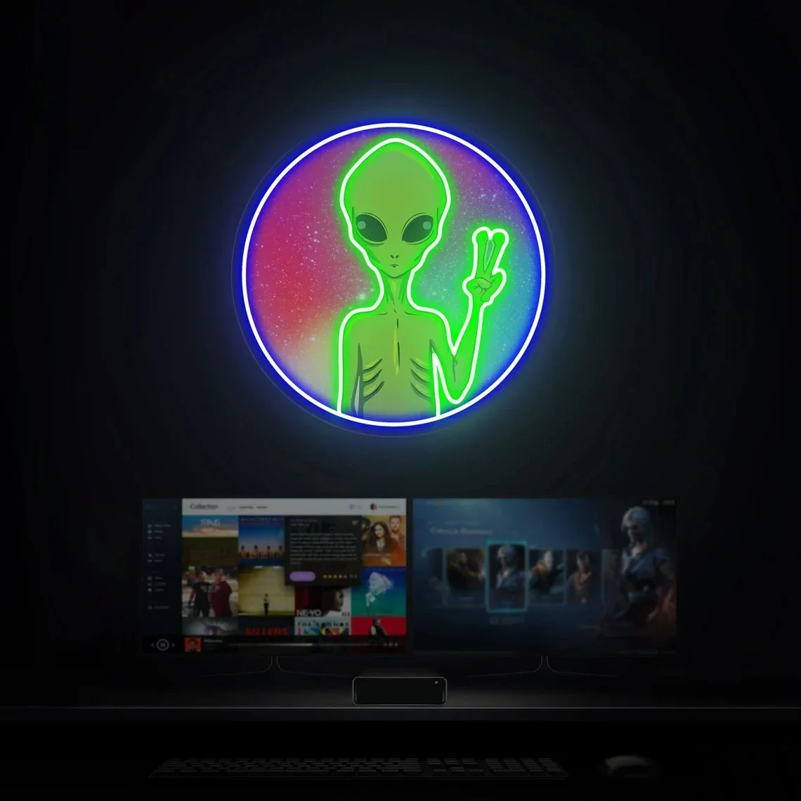 

Alien Neon Sign Oye Gesture Neon Lights Open Sign Romantic Atmosphere Lamp Led Night Light Bedroom Anime Room Decor Gaming