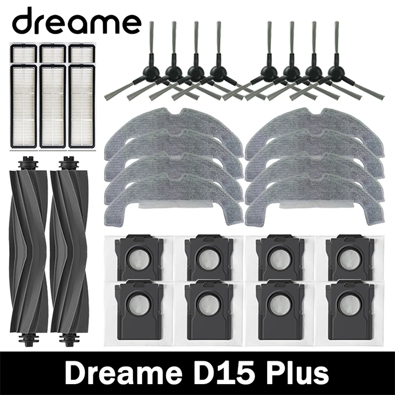 Dreame D15 Plus Robot Vacuum Cleaner Accessories Main Side Brush Mop Cloth Hepa Filter Dust Bag Spare Parts