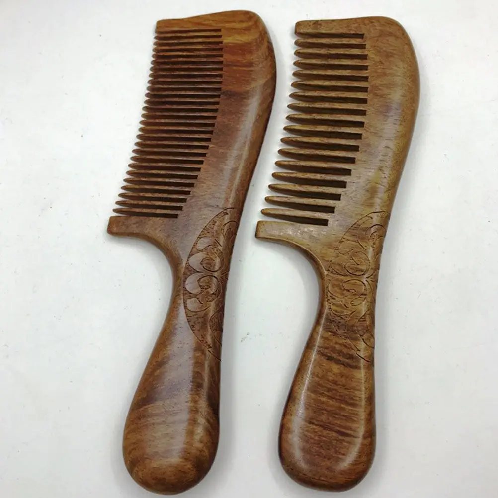 

Premium Golden Silk Rosewood Hair Comb Round Handle Solid Wood Small Large Size for Women Gentle Scalp Massage Styling Tool