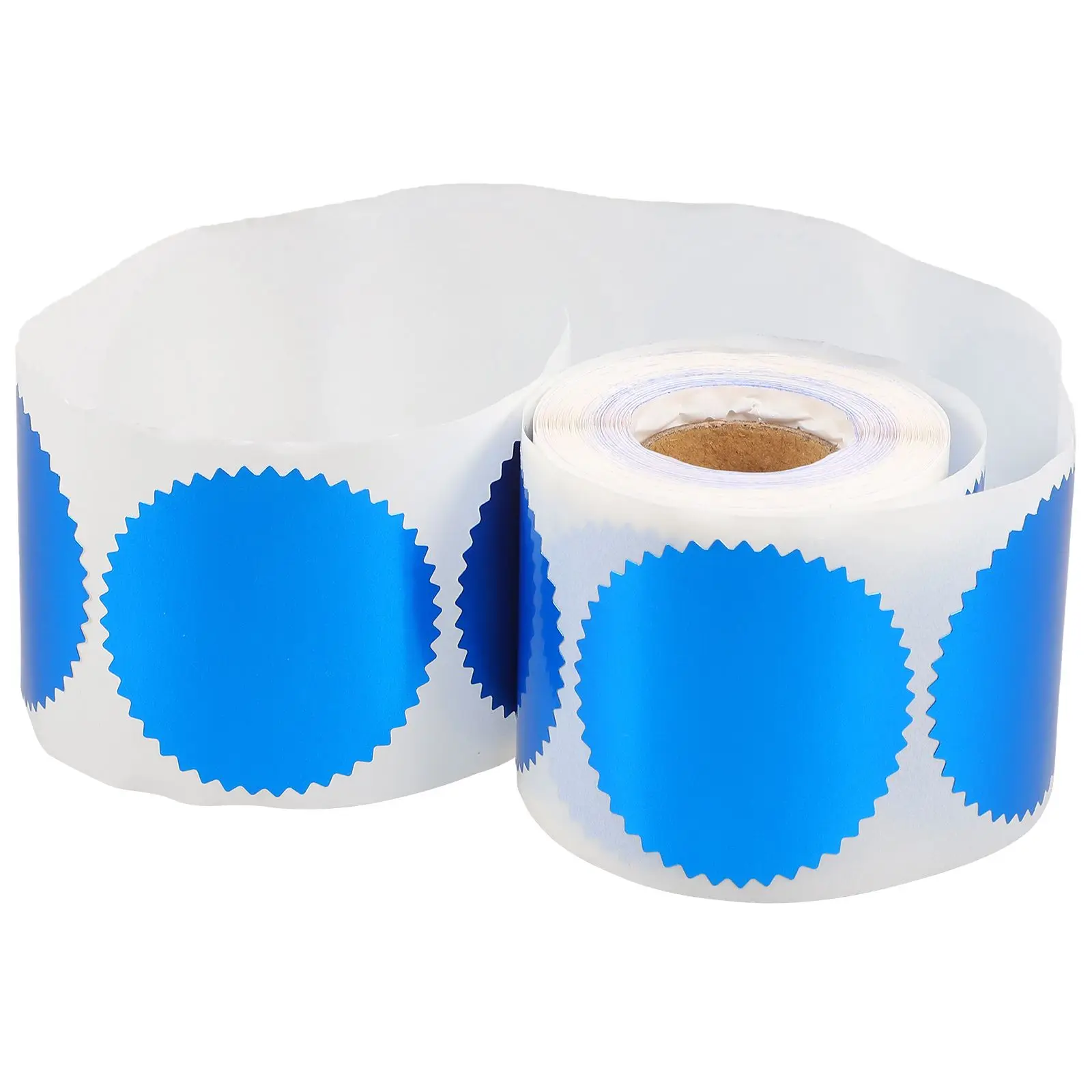 

Steel Print Tag Embossed Seal Stickers Serrated Edge Wafer Blue Certificate Seals Metallic seal baking labels