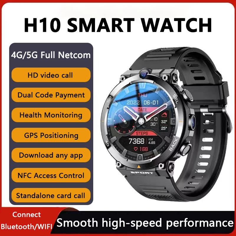 

H10 Smart Watch4GNet Global WIFI with Multifunctional Sports Round Screen Smartwatch NFC Positioning for Fitness Tracker