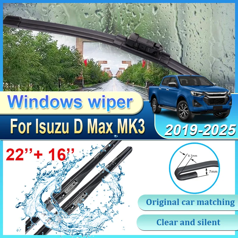 

For Isuzu D Max Accessories MK3 T30 Pickup Truck 2019-2025 Car Front Wiper Blades Noise reduction Windshield Windscreen Wipers
