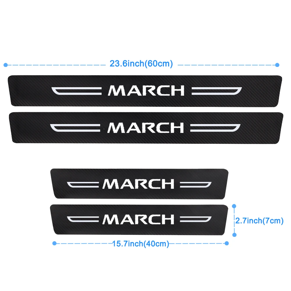 Door Sill Threshold Stickers for For Nissan March Emblem Car Rear Trunk Bumper Water Proofing Film Decals Decoration Accessories