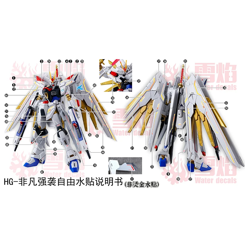 Model Decals Water Slide Decals Tool For 1/144 HG Mighty Strike Freedom Fluorescent Sticker Models Toys Accessories