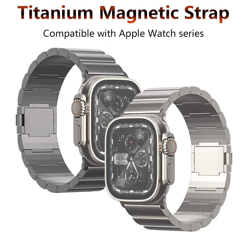 Luxury Titanium Band For Apple Watch Ultra 2 49mm 45 41 44 40 42MM Men Business Strap For iWatch Series 9 8 7 6 SE 5 4 Bracelet