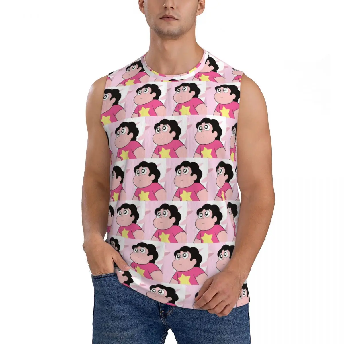 Steven Universe Men Sleeveless Tank Tops Quick Dry Breathable Gym Fitness Running Summer Casual Sport Vest