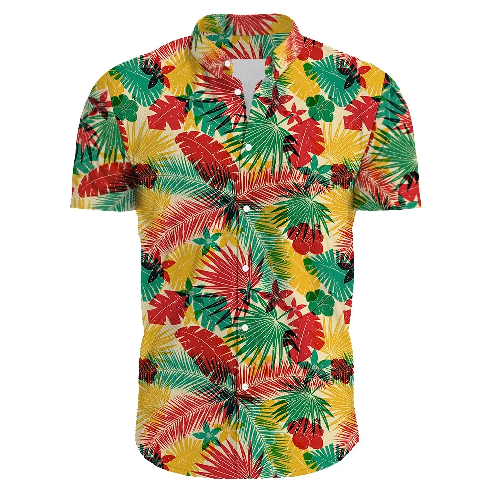 2024 New Popular Hawaiian Casual Men's Shirts Short Sleeved 3D Flower Print Beach Fashion Cool Clothing Oversized Top